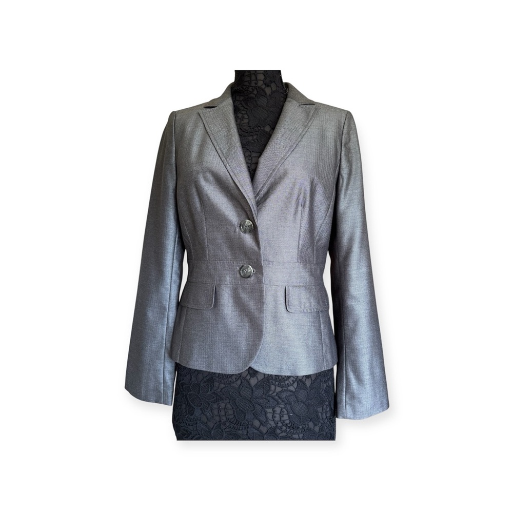 Ann Taylor Grey Tweed Fitted Tailored Blazer Size 10